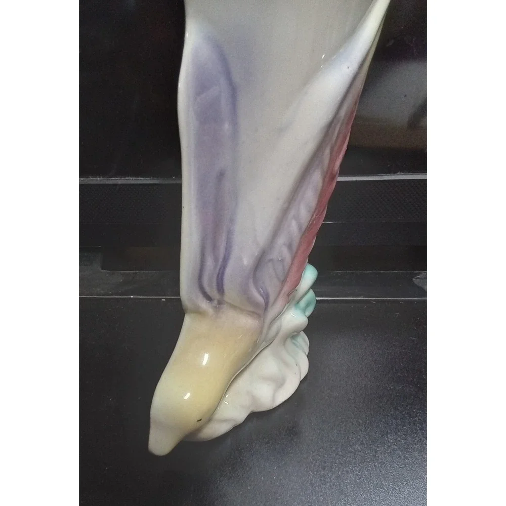 Vintage Ceramic Bird Wall Pocket Vase Pastel Glazed Mid Century Floral Planter‎